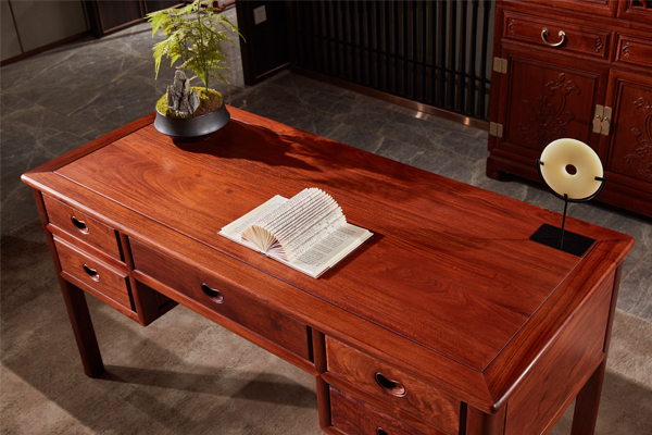 雅宋紅木--1.53米五抽辦公臺(tái)
